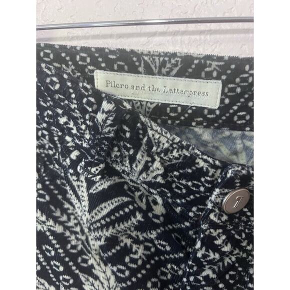 PILCRO AND THE LETTERPRESS Black Funky Corduroy Pants Serif Size 26 Stretchy - Picture 9 of 12